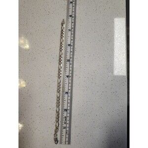 Solid 925 Sterling Silver Italy Figaro Link Chain Bracelet 7 1/2"